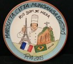 Prato de Cerâmica colecionável do Restaurante Boa Esperança pintado à mão com 26cm de diâmetro. Oportunidade única para completar sua coleção.