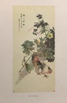 Reprodução oriental de pássaros e flores de laranjeiras- - Med. 35,5cm x 26cm