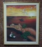 ELAINE R. G. PETROW, " Renascimento", óleo sobre tela , assinado e datado no CID, intitulado no verso. Med.75 x 64 cm/65 x 54 cm