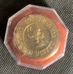 Medalha com banho de ouro da Liga da defesa Nacional de 1916. Verso a inscrição Caravana de Integração Nacional - Presidente João Batista de Oliveira Figueiredo. 13.03.1979 acondicionada em seu case original. Diam 42mm