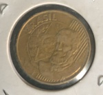 Moeda 25 centavos 2011 batida dupla desfalcada, data batida fraca.