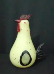 Galo de murano com fundo branco amarelado com gotículas e rajadas pretas,figura retrô de grande proporção e Raridade. Med. 28cm x 20cm.