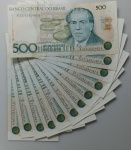 LOTE CONTENDO 12 CEDULAS DE 500 CRUZADOS - C190 - FE - ITEM NO ESTADO CONFORME FOTOS