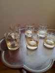 CONJUNTO 6 COPOS DE WHISKY SEMI CRISTAL AMBAR - VINTAGE ANOS 60 - NO ESTADO CONFORME FOTO