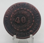 MOEDA BRASIL IMPERIO - 80 REIS 1831 COM CARIMBO GERAL DE 40 REIS - MBC - COBRE - 26,68 GRAMAS - 40MM