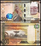 GAMBIA - CEDULA DE 200 DALASIS DO ANO 2015 - EM ESTADO FLOR DE ESTAMPA DE CONSERVAÇÃO
