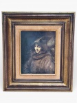 QUADRO, Titus Dressed as a Monk / Titus en habit de moine / Titus in Mönchskleidung, colagem sobre eucatex, representando figura masculina em hábito monástico, composição de caráter contemplativo e tonalidade sóbria, com referência ao acervo do Rijksmuseum  Amsterdam. Trata-se de imagem associada a Titus van Rijn, personagem histórico retratado em pintura atribuída a Rembrandt, conservada em museu, moldura em madeira nobre, medindo 48x43cm e obra 33,5x28cm.