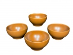 FAIANÇAS, quatro (4) tigelas confeccionadas em faiança esmaltada na tonalidade marrom, medindo 8x14cm.