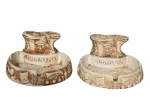 DIVERSOS, par (2) de cinzeiros confeccionados em resina com decoração de elementos gaúchos, figuras relevadas e inscrição ARGENTINA, possivelmente souvenir do país, medindo 6x12x12cm.