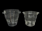 <b>DIVERSOS</b>, lote com duas (2) champanheiras confeccionadas em acrílico, sendo 1 de origem italiana com alças decorada em caneluras, medindo 23x21cm e 1 com corpo escalonado, medindo 20x23,5x20cm.