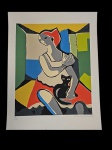 Di Cavalcanti, serigrafia, "Mulher com gato" 65x48cm TIR. 66/100 Ass. Ideal para emoldurar.