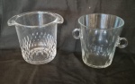 Dois baldes de gelo em cristal medindo 14 cm de altura por 13 cm de diâmetro