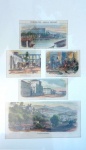 Xilogravura aquarelada a mão extraída do jornal  "Journal Universel" com vista do Mosteiro de São Bento  e cenas dos Arcos da Lapa e do Paço Imperial  no Rio de Janeiro, medida interna das cinco vistas 35 cm por 25 cm e total com moldura 63 cm por 49 cm.