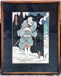 Utagawa Kuniyoshi (1798-1861)  Xilográfia japonesa sobre papel original do século XIX  do renomado artista  medida interna 35 por 24 cm, e total 47 cm por 37 cm.