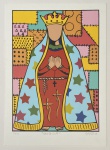 GEJO - "Santa Cida". Serigrafia. Com dedicatória: "Mônica, felicidades a partir da véspera!!!". 2009. MI; 35 x 25cm, ME: 50 x 29cm. Ass. inf. dir. Sem moldura.