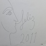 FLORIAN REISS - Desenho com caneta esferográfica. ME: 20,5 x 20,5cm. Ass. inf. dir. Sem moldura.