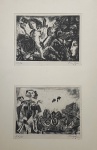 EDUARDO SUED - 2 gravuras em metal, do álbum "25 gravuras", editado em1964-1965. Montagem original: 50,3 x 40cm. Ed.23/30. Ano:1965. Sem moldura. No. 18: Ariane - MI: 13 x 18cm. ME: 23 x 25 cm. Ass. inf. dir. No. 19: corpos Solúveis - MI: 13 x 18cm. ME: 19,5 x 23 cm. Ass. inf. dir.