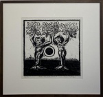 ROBERTO MAGALHÃES - "Criações Sobre um Tema do Século XV". Xilogravura empapel japonês. Ed.2/20. 1964. MI: 30 x 30cm. Com moldura e passe-partout: 51,5 x54,5cm. Ass. inf. dir.