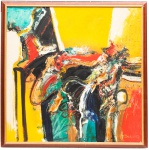 BERNARD - "Abstrato" - óleo sobre tela - assinado no c.i.d. Medidas: 107 x 100 cm.