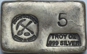 Barra dos Estados Unidos - Prata (.999) - 155.8 g - 47 x 29 mm - 5 onças de prata: Prospectors Gold