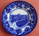 WM Adams - Placa inglesa em faiança azul dito borrão, antigo "Biblioteca do Congresso Washington" . Med.: 25cm