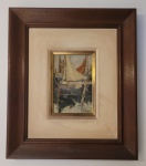 Geraldo Castro, Freire (Rio de Janeiro, 1914-1992) óleo sobre tela "Veleiros". A tela 22x16 cm, década de 1980.