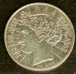 Moeda francesa em prata de leio, 100 francos, 1983 , em excelente estado, peso 15 gramas