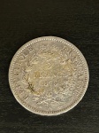 Moeda francesa em prata de lei de 5 francos datada de 1875 em excelente estado, cunha em Paris marca A , 37 mm., 25 gramas excelente estado de conservação