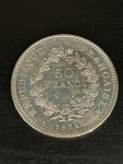 Moeda de Parta de lei francesa 50 francos 1974, Hercules ,  41 mm , 30 gramas em excelente estado de conservação