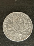 Moeda de prata francesa de 2 francos de 1905, 27mm , 10 gramas.