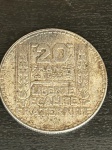 Moeda de prata francesa 20 francos de Turim , 1933 , 35mm, 20 gramas em ótimo estado.