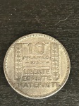 Moeda de prata francesa 10 francos de Turim , 1930 , 28mm, 10 gramas em bom estado.