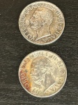 Duas moedas de prata italianas de 5 liras de 1926 e 1927  de 5 gramas cada total 10,gramas . Muito bom estado de conservação .