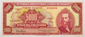 Numismática, BRASIL. Uma Cédula C-110 Série 1743 Nº 011699 1965