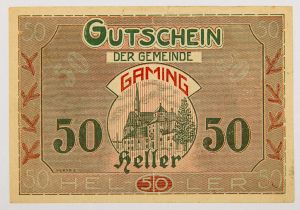 Numismática, NOTGELD. Uma Cédula 50 Heller