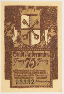 Numismática, NOTGELD. Uma Cédula 75 Pfenning