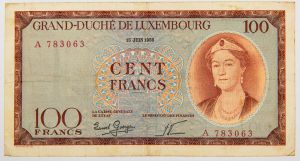 Numismática, LUXEMBOURG. Uma Cédula 100 Francs