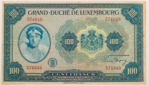 Numismática, LUXEMBOURG. Uma Cédula 100 Francs