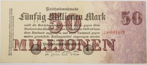 Numismática, GERMANY. Uma Cédula 50000000 Mark