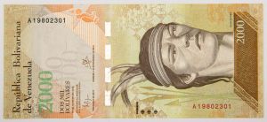 Numismática, VENEZUELA. Uma Cédula P-96 2016 Flor de Estampa