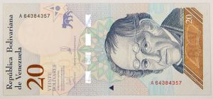 Numismática, VENEZUELA. Uma Cédula P-104 2018 Flor de Estampa