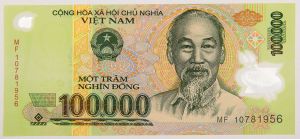 Numismática, VIETNAM. Uma Cédula P-122 2017 Polímero Flor de Estampa