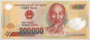 Numismática, VIETNAM. Uma Cédula P-123 2011 Polímero Flor de Estampa