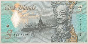 Numismática, COOK ISLAND. Uma Cédula 3 Dollars 2021 Polímero Flor de Estampa