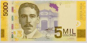 Numismática, COSTA RICA. Uma Cédula P-276 2009 Flor de Estampa