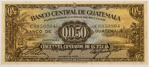 Numismática, GUATEMALA. Uma Cédula P-13 1946