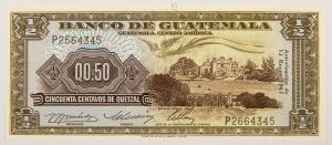 Numismática, GUATEMALA. Uma Cédula P-41 1967 Flor de Estampa