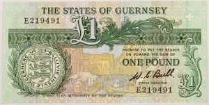 Numismática, GUERNSEY. Uma Cédula 1 Pound Flor de Estampa