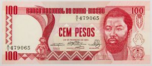 Numismática, GUINÉ-BISSAU. Uma Cédula P-6 100 Pesos 1983 Flor de Estampa