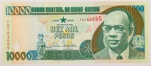 Numismática, GUINÉ-BISSAU. Uma Cédula P-15 10000 Pesos 1993 Flor de Estampa